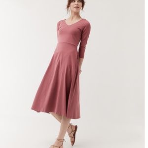 Women's Marsala Fit & Flare Midi Party Dress